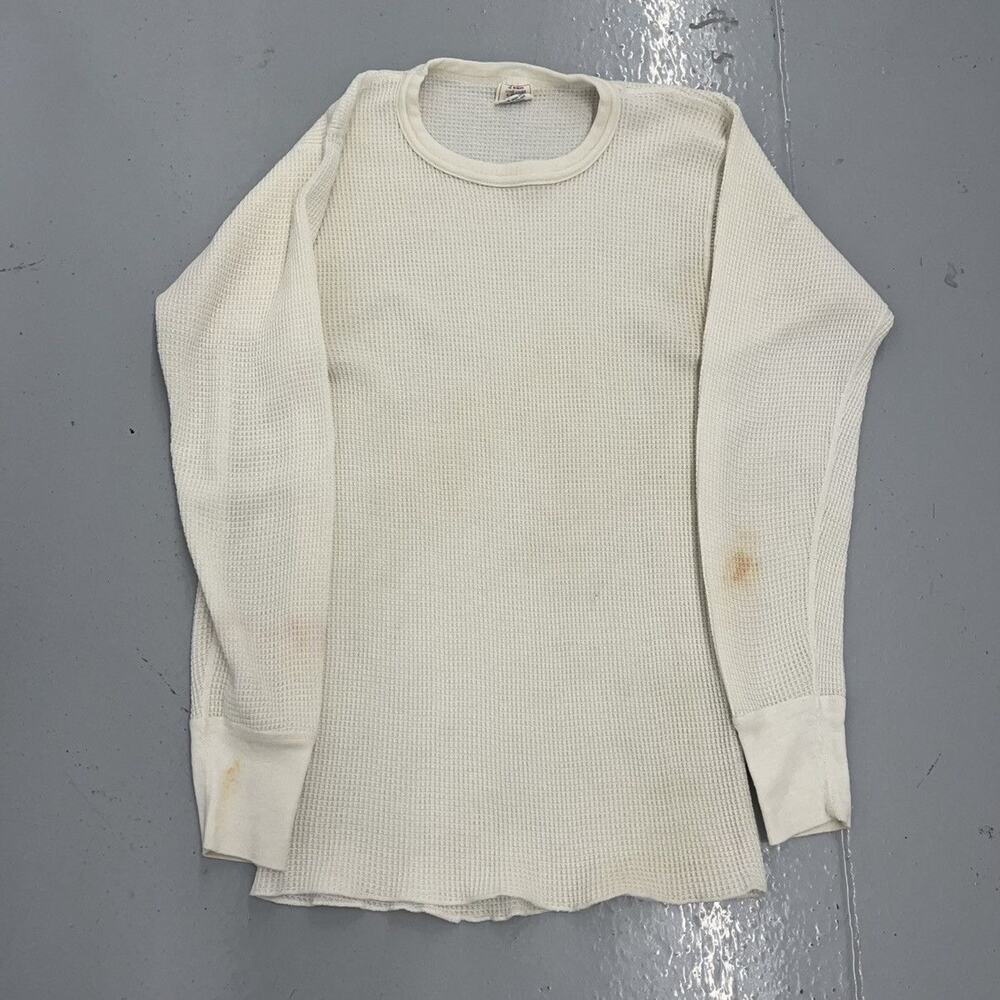 Vintage 80s JE Morgan White Blank Long Sleeve Thermal
